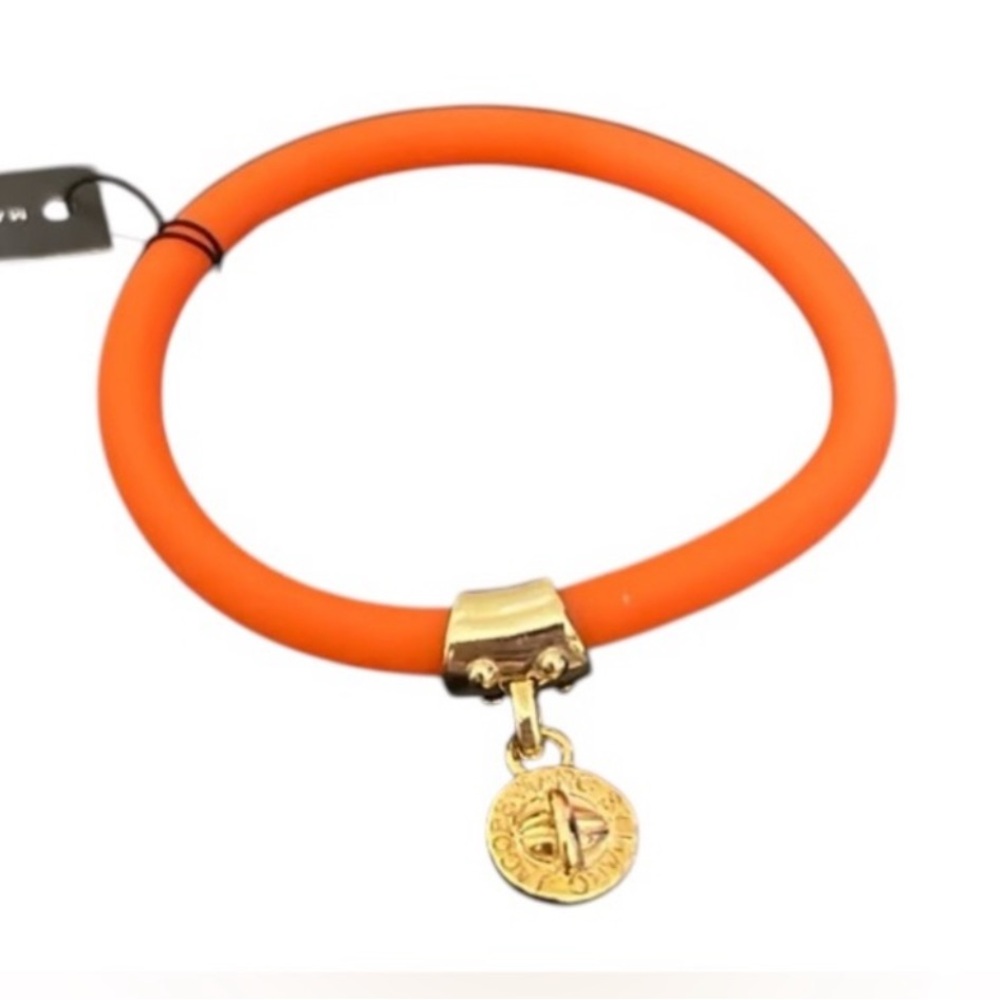 Marc by Marc Jacobs Orange Silicone Bangle with Gold Charm NWT